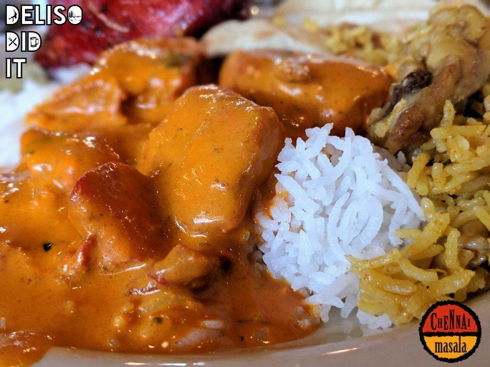 Chicken Tikka Masala · Tender pieces of chicken tempered with yogurt and herbs, roasted in our tandoor and then simmered with creamed tomatoes.
