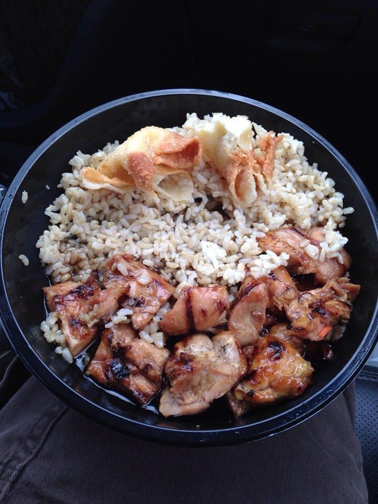 Grilled Bourbon Chicken · Tender grilled chicken tossed in our sweet and savory bourbon sauce. Gluten free.