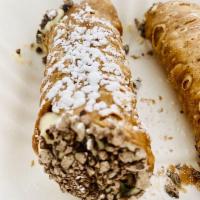 Cannoli · Italian pastry with a Sweetened Cashew and Almond Ricotta, Chocolate Sprinkles and Powdered ...