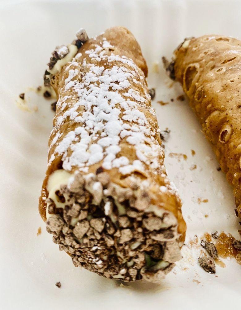 Cannoli · Italian pastry with a Sweetened Cashew and Almond Ricotta, Chocolate Sprinkles and Powdered Sugar