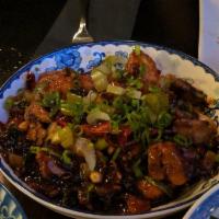 Kung Pao Chicken · Taijin chili, squash, onion, peanuts