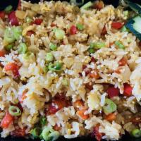 House Fried Rice · Fried rice, eggs, red bell pepper, onions, and Bonchon soy garlic sauce.