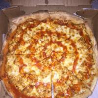 Buffalo Chicken Pizza · Charbroiled chicken, blue cheese and hot sauce.