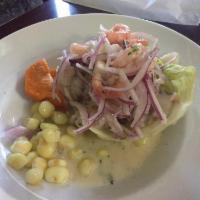 Ceviche Mixto · Seabass fish, shrimp, octopus and squid marinated in lime juice