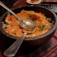 Stone Pot Rice · Mixed Vegetables, Egg Yolk, Kimchi and Gochujang