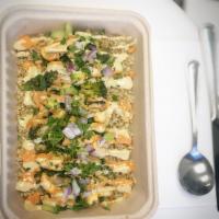 Buffalo Bowl Lunch · Buffalo cauliflower, broccoli, celery, avocado, spinach, red onions and vegan Caesar dressin...