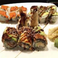 8 Piece Special Dragon Roll · Shrimp tempura and cucumber wrapped with eel and avocado.