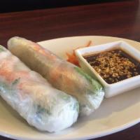 Spring Rolls - Goi Cuon · Spring rolls (2 pieces), shrimp, pork, rice noodles and lettuce wrapped in rice paper.