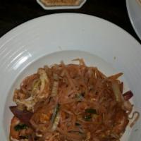 Pad Thai · Fettuccine rice noddle. Hot and spicy.