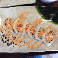 Murphy Roll · Shrimp tempura, crawfish, cream cheese, crabstick and avocado, topped with spicy mayonnaise....