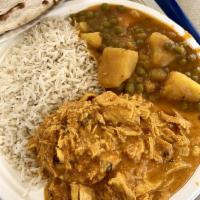 Combo #4 · Rice, choice of 2 meat curries, naan, raita or kheer.
**All combinations comes in 3 compartm...