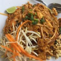 Pad Thai · Pan fried Thai noodle with choice of meat, eggs, tofu, ground peanut, bean sprout, green oni...