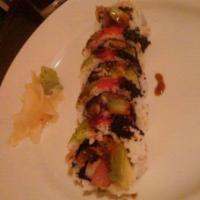 Cary Roll · Salmon, tuna, eel, avocado, crabmeat, topped with tobiko, masago and eel sauce.