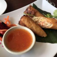 5 Piece Vegetable Spring Rolls · Mixed vegetables, onion and bean thread noodles. Served with sweet and sour sauce. Vegan.