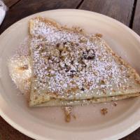 The Morning Sunshine Crepe · Brie cheese, Fig jam, Walnuts, bananas,