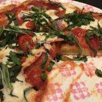 Bloomingdale Pizza · Prosciutto, cherry tomato, fresh mozzarella, fresh basil and tomato sauce.