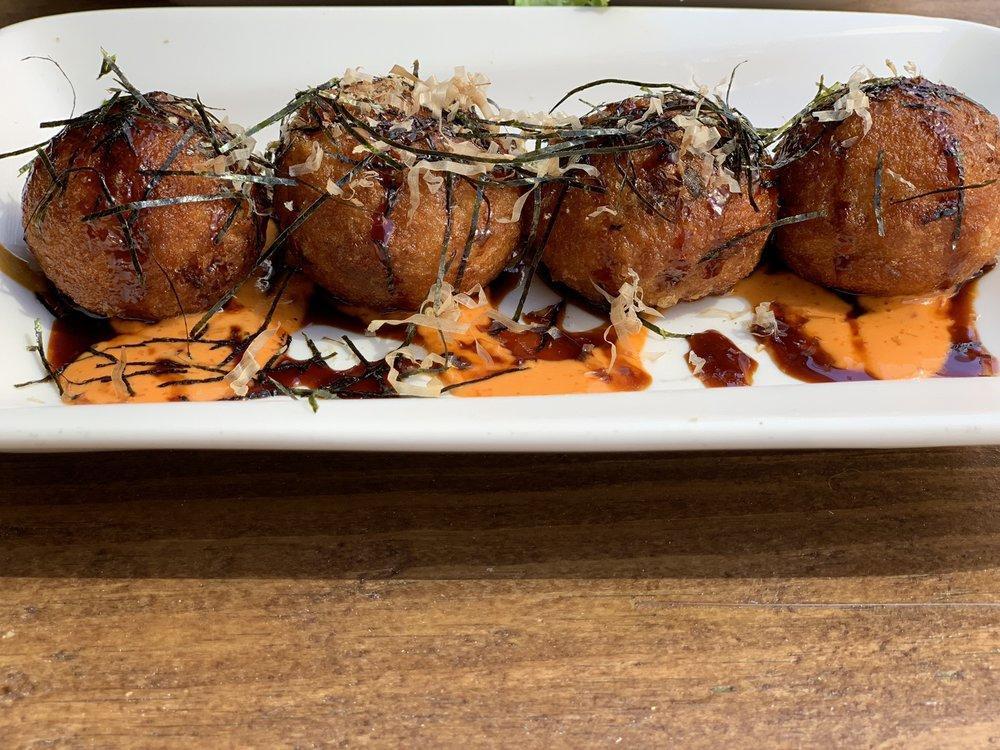 Takoyaki · 5 piece octopus balls seared with our aioli and sweet soy glaze.