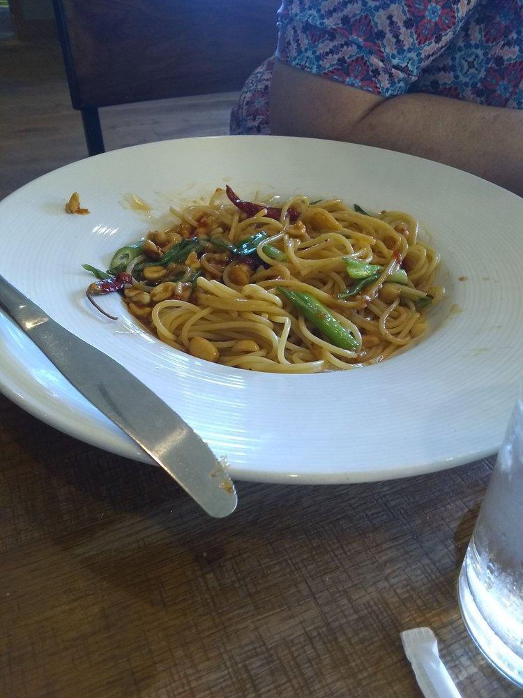 Kung Pao Spaghetti · With garlic, scallions, peanuts and hot red chilies.