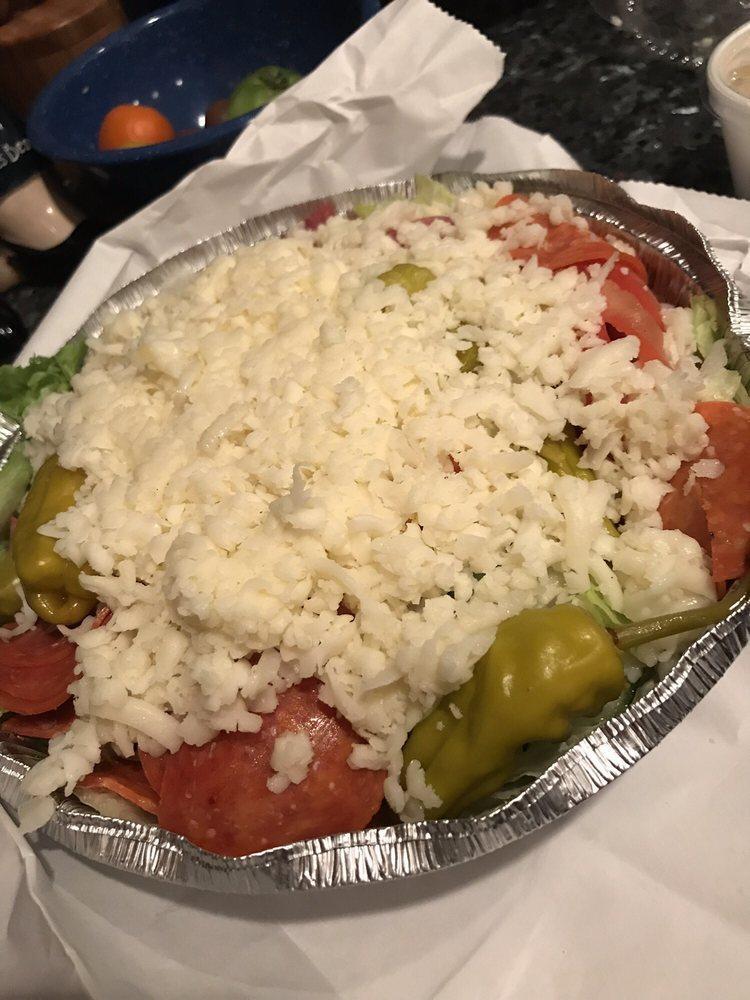 Mixed Antipasto Salad · Lettuce, tomatoes, cucumber, ham, salami, pepperoni, pepperoncini, and mozzarella cheese 
With Italian Dressing 
