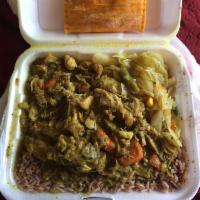 Curry Chicken · Jamaican Curry Chicken,  served with Rice/Beans and your choice of one side 
