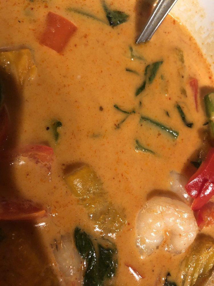 Pumpkin Curry · Red curry paste with coconut milk, pumpkin, jalapeno, bell pepper and sweet basil.
