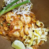 Pad Thai · Stir-fried thin rice noodle with Pad thai sauce, Eggs, Bean Sprout, and Kuicheai leave Serve...