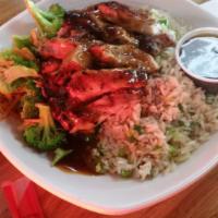Grilled Teriyaki Chicken · Grilled to perfection and then sliced to order. Served steamed rice and seasoned steam brocc...