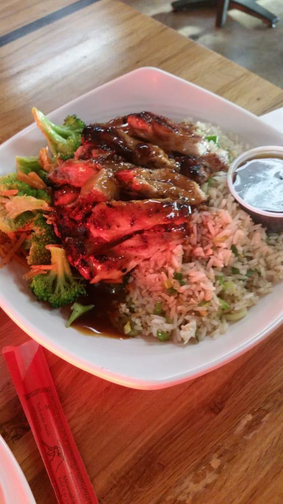 Grilled Teriyaki Chicken · Grilled to perfection and then sliced to order. Served steamed rice and seasoned steam broccoli and carrots.  gluten free.