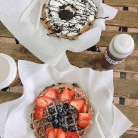 Oreo Waffle · Belgian waffle with oreo baked inside, topped with whip cream, oreo crumbles and a dash of p...