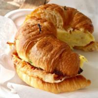 Mini Egg Croissant · Egg, cheese, and bacon or ham.