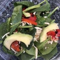 Andean Quinoa Salad · Organic quinoa, baby spinach, avocado, and queso fresco.