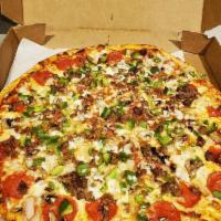Rustica Supreme Pizza · Pepperoni, Italian sausage, mushrooms, onion and bell peppers.