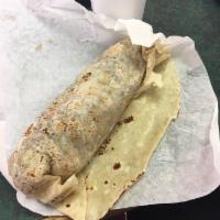 California Burrito · Carne asada, potatoes, cheese, and Mexican salsa.