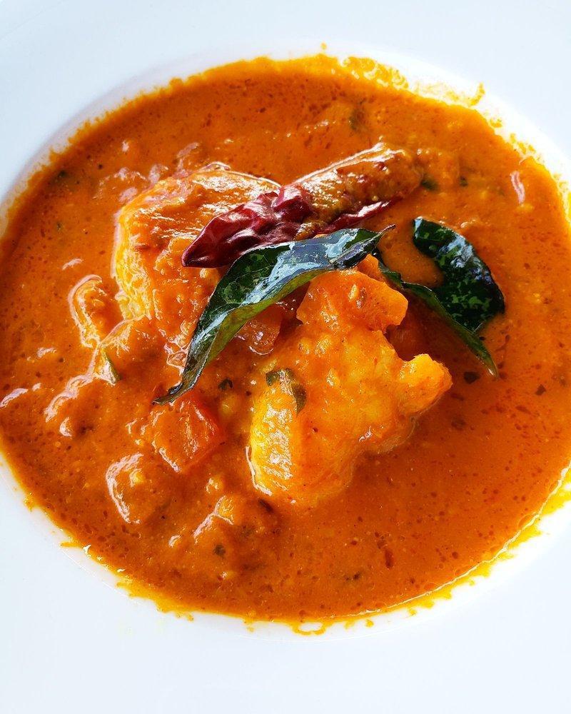 Goan Shrimp Curry · Shrimp simmered in coastal-style sauce with coconut and ground spices.