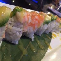 Butterfly Roll · Lobster salad and cucumber topped with steamed shrimp, avocado and mango sauce.