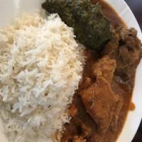 Goat Curry · Goat cooked in a traditional onion based gravy with a blend of spices. Served with rice or n...