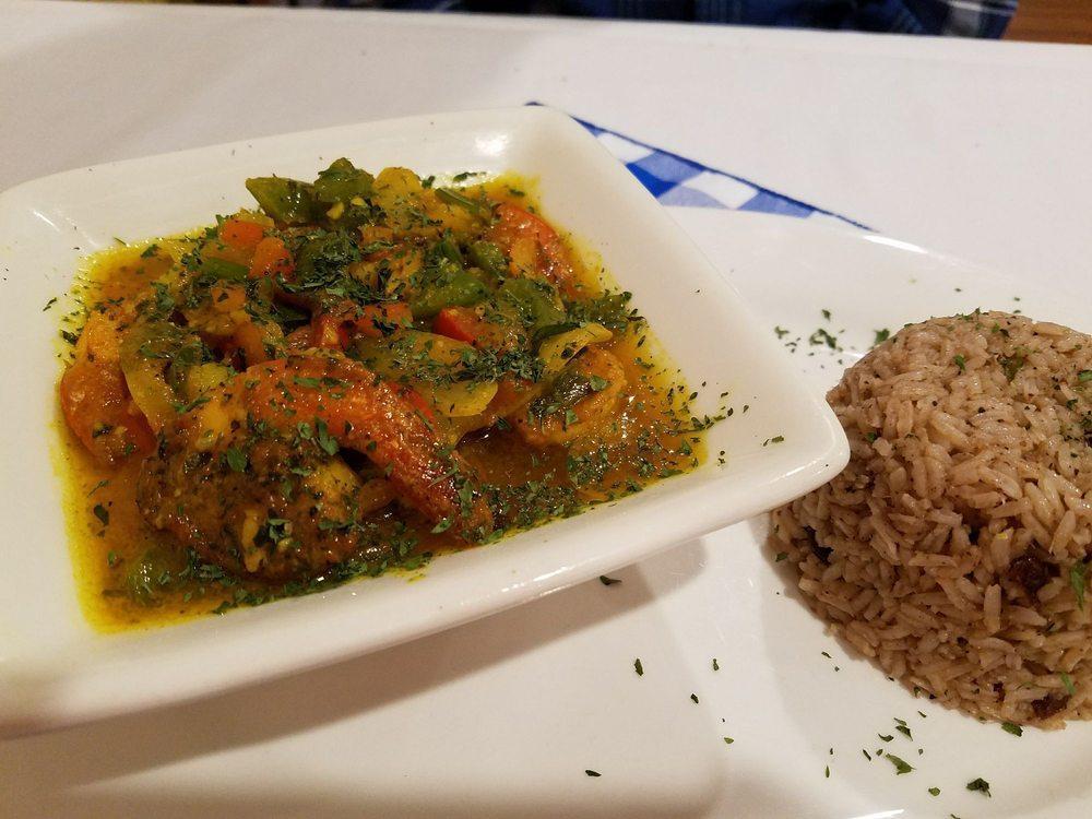 Curry Shrimp · Jumbo shrimp, sweet peppers, and onions in a delicious Jamaican curry sauce.
