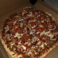 Rosati's Monster Pizza · Gourmet Italian sausage, meatball, pepperoni, Canadian bacon, onion, black, and green olives...