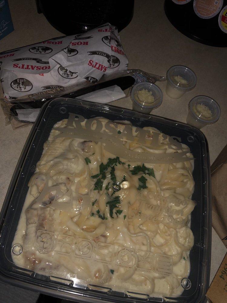 Fettuccine Alfredo with Grilled Chicken · Fettuccine noodles and tender grilled chicken tossed in a rich, creamy alfredo sauce made with asiago and Romano cheeses with a hint of garlic and fresh parsley.