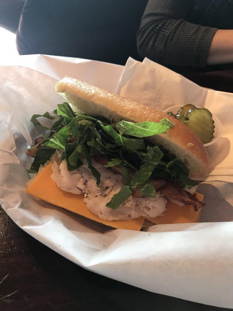 Bird and Bacon Sandwich · Turkey, cheddar, bacon, tomato, lettuce, and mayonnaise.