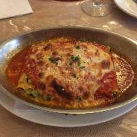 Spinach Lasagna · Layered dish with wide flat pasta.