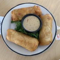 Pimento Mac and Cheese Spring Rolls · Served with sweet chili mayo.