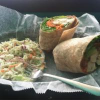 Chicken, Apple Chutney and Walnut Wrap · Chicken breast, apple chutney, toasted walnuts, romaine lettuce, carrots and melted mozarell...