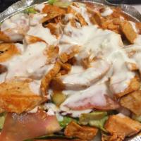 Buffalo Chicken Salad · Comes with grilled or crispy chicken, and lettuce, tomato, onions and cucumbers.