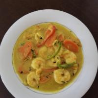 Curry Shrimp · Succulent plump shrimp cooked in flavorful curry.