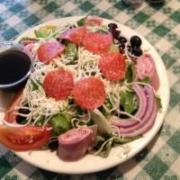 Antipasto Salad · Lettuce, tomatoes, onions, black olives, pepperoncini, ham, salami, provolone and mozzarella...