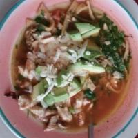 Tortilla Soup · This soup is made with tortilla strips and includes chunks of chicken breast, fresh avocado,...