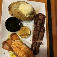Steak and Lobster Combo · Served with choice of side.