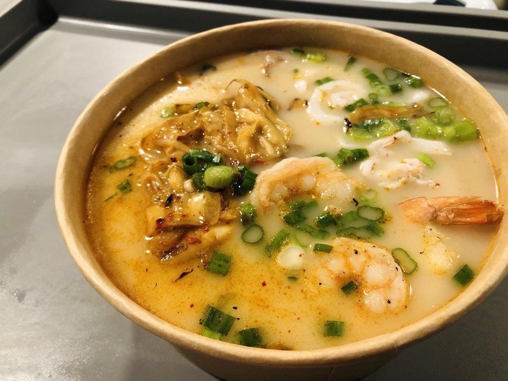 Spicy Seafood Nagasaki Ramen · Tonkotsu base soup with spicy veggies, shrimp and calamari.