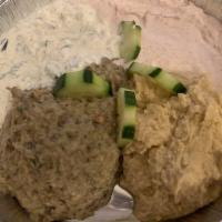 Tzatziki · Greek yogurt with cucumber, garlic, and dill.